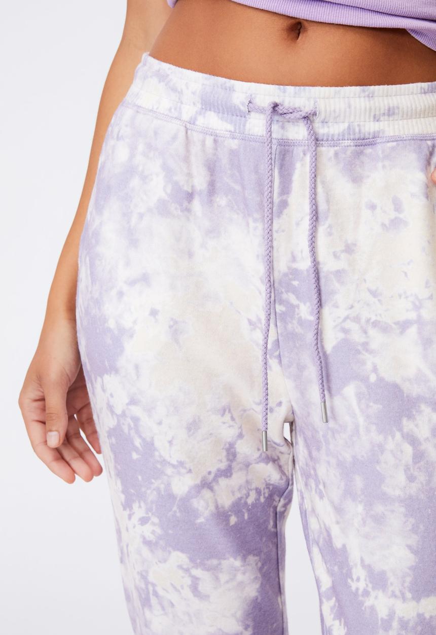 Cotton On - Super soft slim cuff pant - lilac marble tie dye
