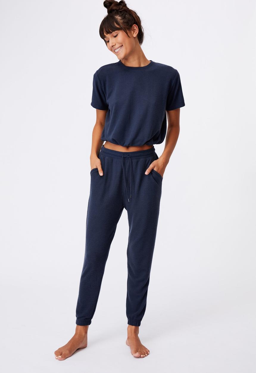 Cotton On - Super soft slim cuff pant - magnet blue