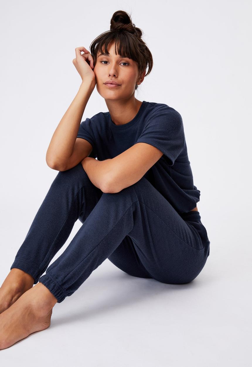 Cotton On - Super soft slim cuff pant - magnet blue