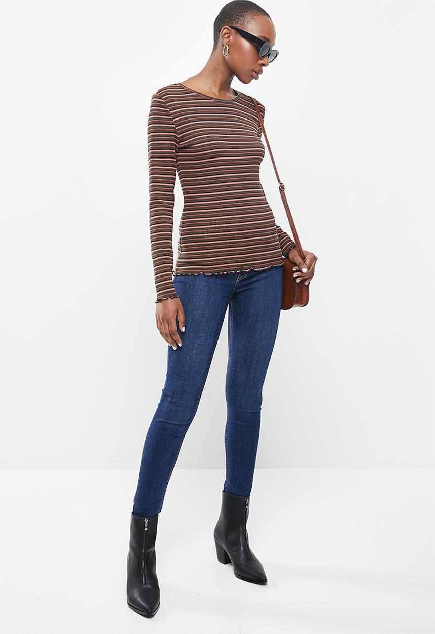 Jacqueline de Yong - Maya long sleeve stripe top - multi