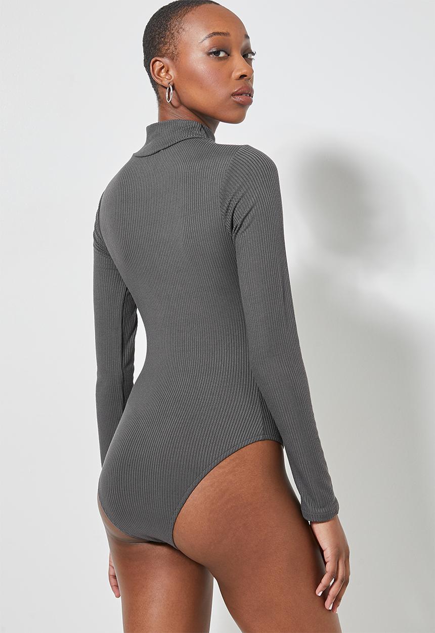 Superbalist - 2 Pack fine rib funnel neck bodysuits - grey & aqua