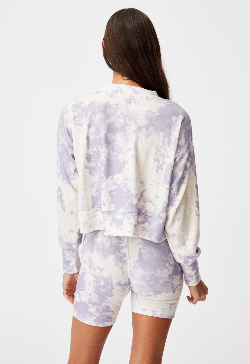 Cotton On - Super soft long sleeve crew - lilac marble tie dye