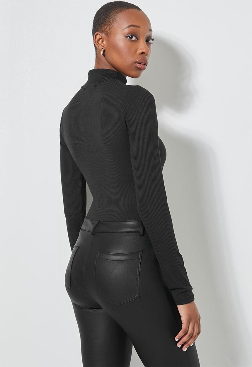 Superbalist - 2 Pack fine rib funnel neck bodysuits - black & white