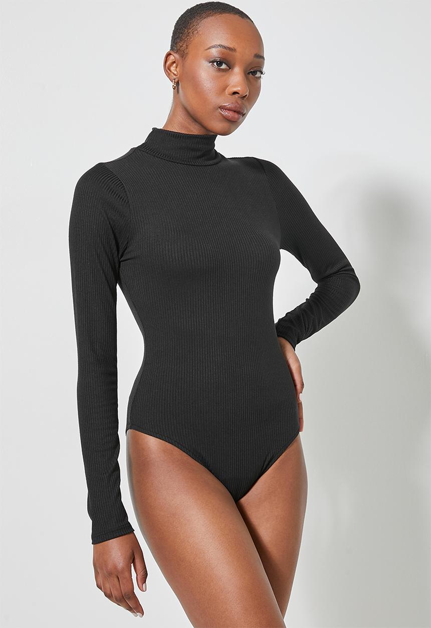 Superbalist - 2 Pack fine rib funnel neck bodysuits - black & white