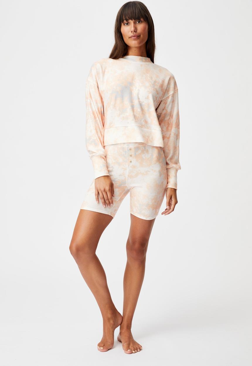 Cotton On - Super soft long sleeve crew - marble tie dye rose