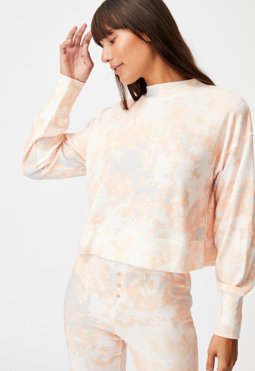 Cotton On - Super soft long sleeve crew - marble tie dye rose
