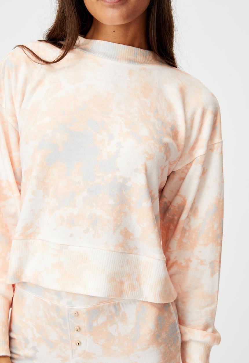 Cotton On - Super soft long sleeve crew - marble tie dye rose