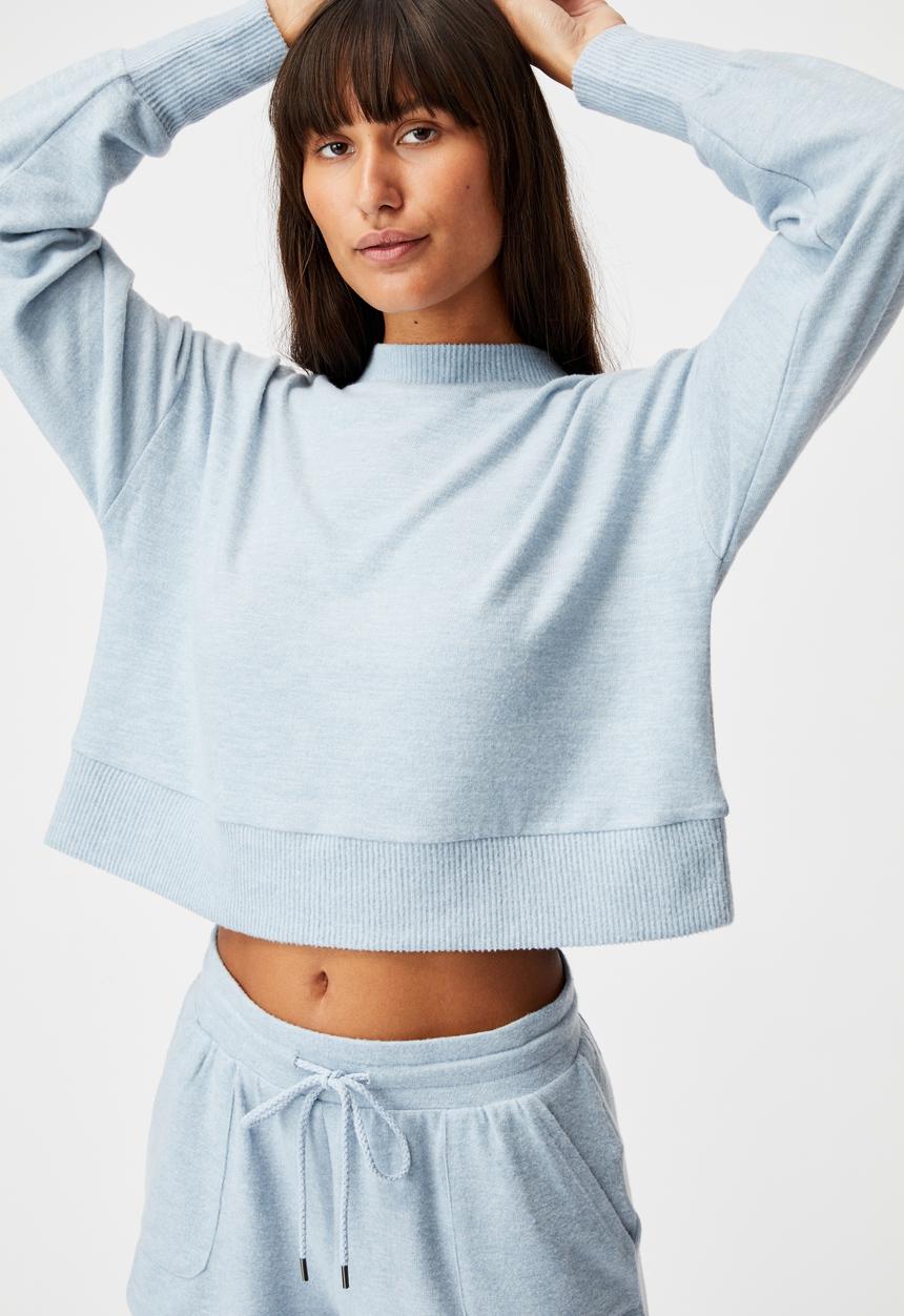 Cotton On - Super soft long sleeve crew - blue fog marle
