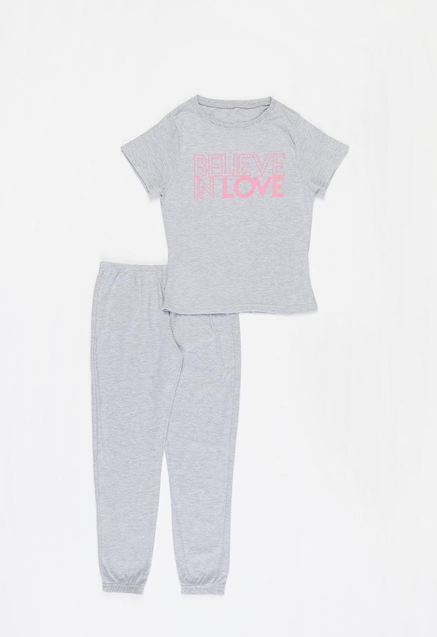 Rebel Republic - Girls pj set - grey