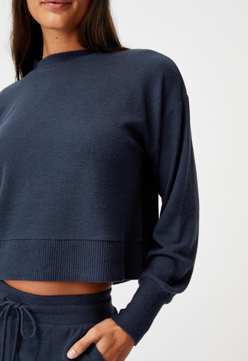 Cotton On - Super soft long sleeve crew - magnet blue