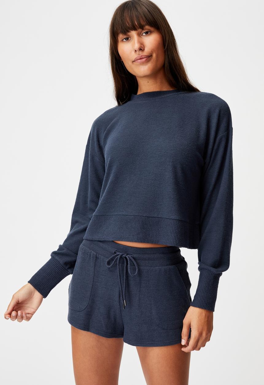 Cotton On - Super soft long sleeve crew - magnet blue