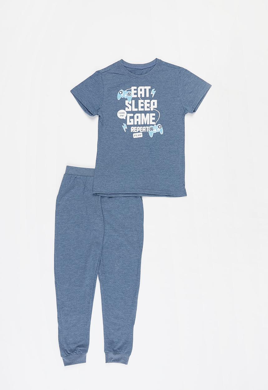 Rebel Republic - Boys short sleeve top & pants pj set - navy