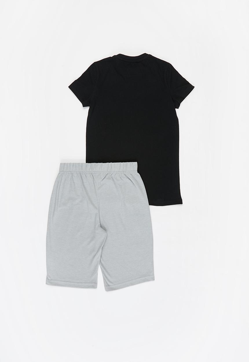 Rebel Republic - Boys tee & shorts pj set - grey & black 