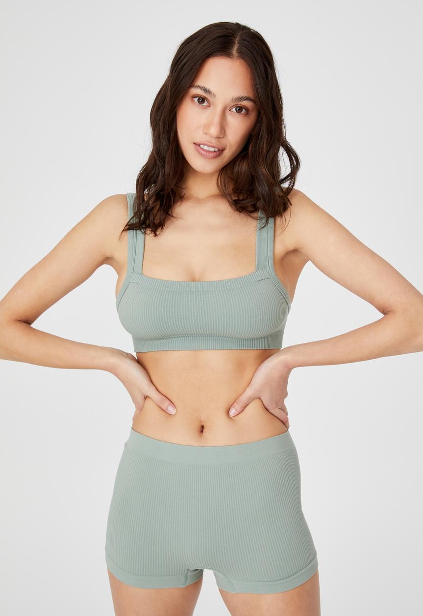 Cotton On - Seamfree chunky straight neck crop - desert sage
