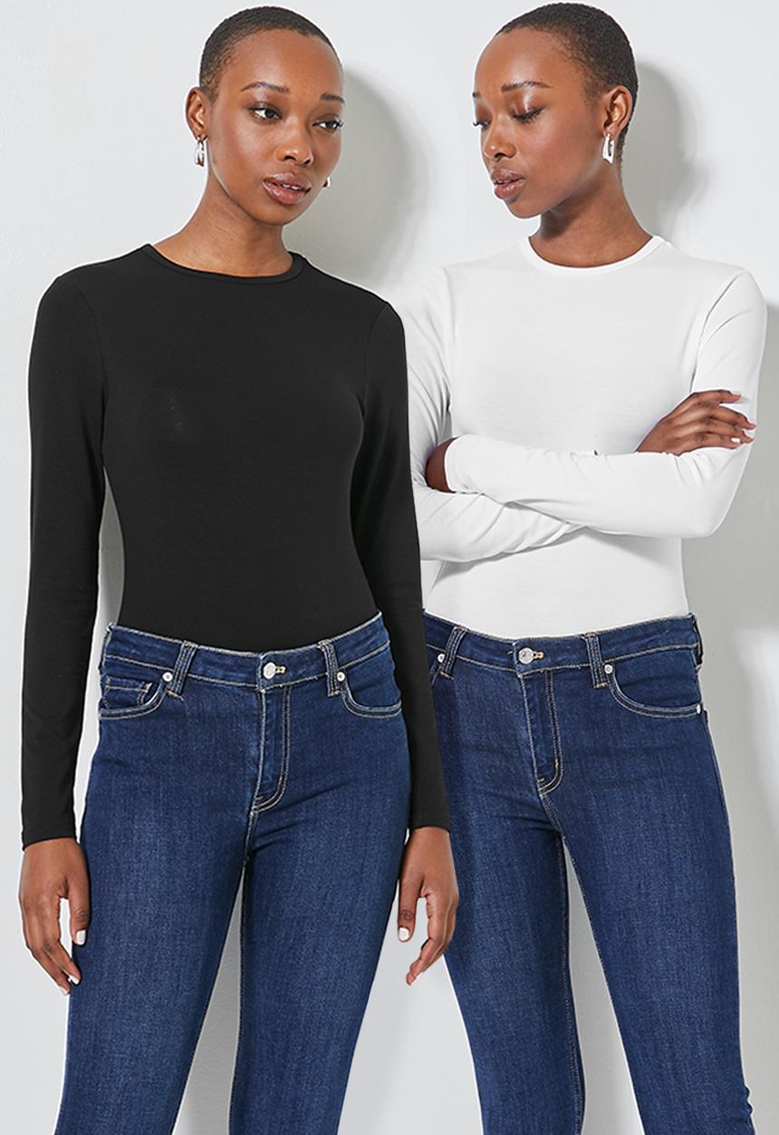 Superbalist - 2 Pack crew neck bodysuit - black & white