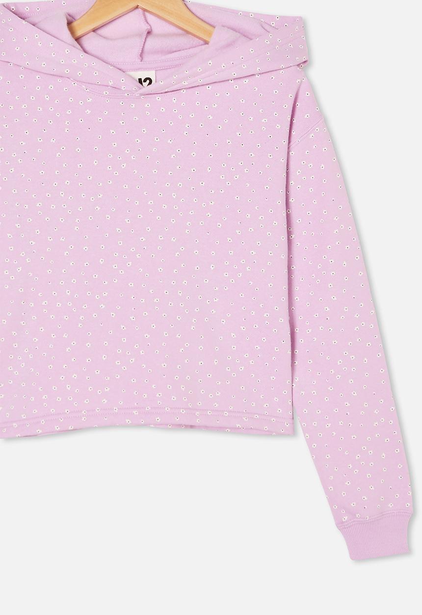 Free by Cotton On - Serena crop hoodie - pale violet flowers