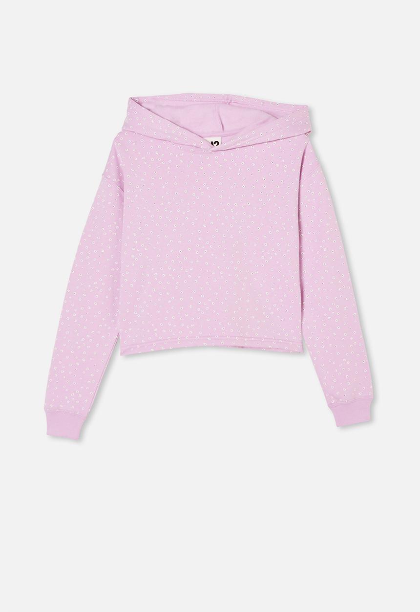 Free by Cotton On - Serena crop hoodie - pale violet flowers
