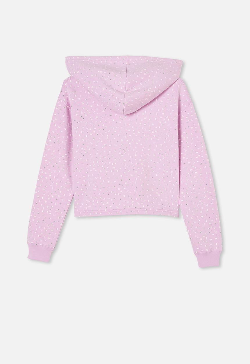 Free by Cotton On - Serena crop hoodie - pale violet flowers