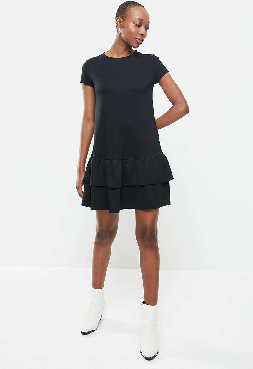 MANGO - Short ruffled dress - black 