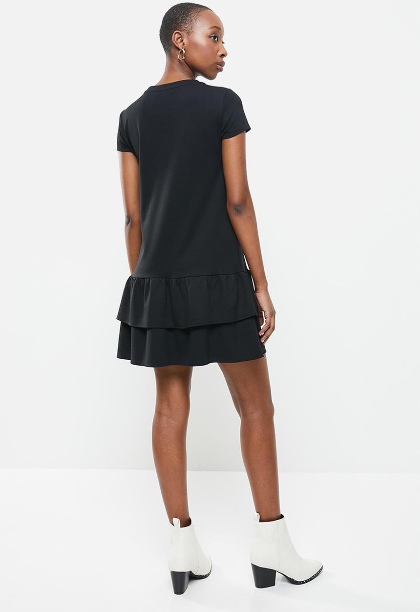 MANGO - Short ruffled dress - black 
