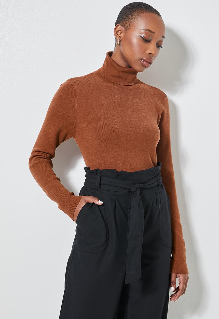 Superbalist - Raglan sleeve skinny rib jersey - tobacco