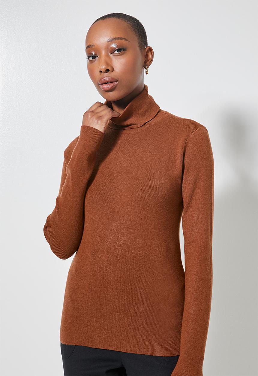 Superbalist - Raglan sleeve skinny rib jersey - tobacco