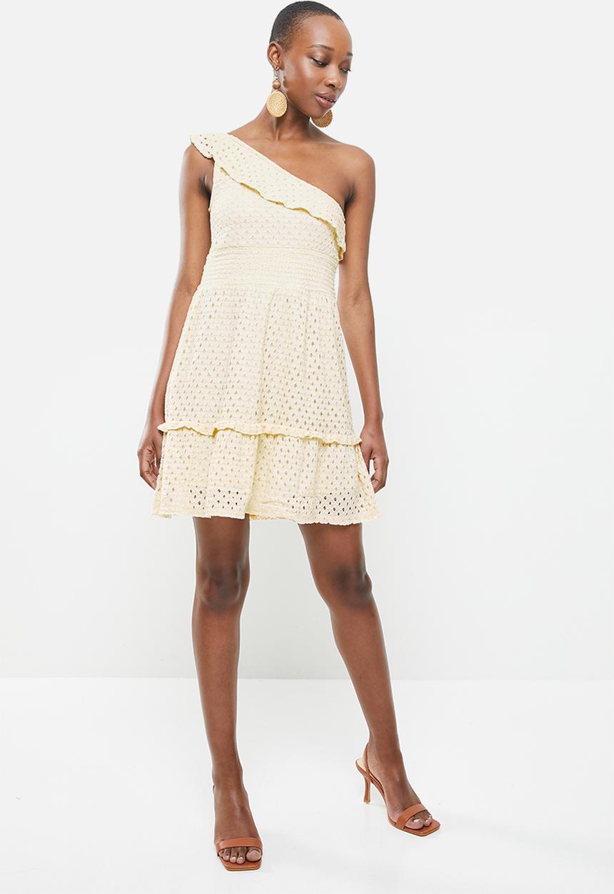 MANGO - Asymmetrical ruffle dress - off white 