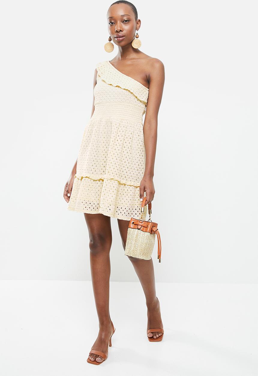 MANGO - Asymmetrical ruffle dress - off white 