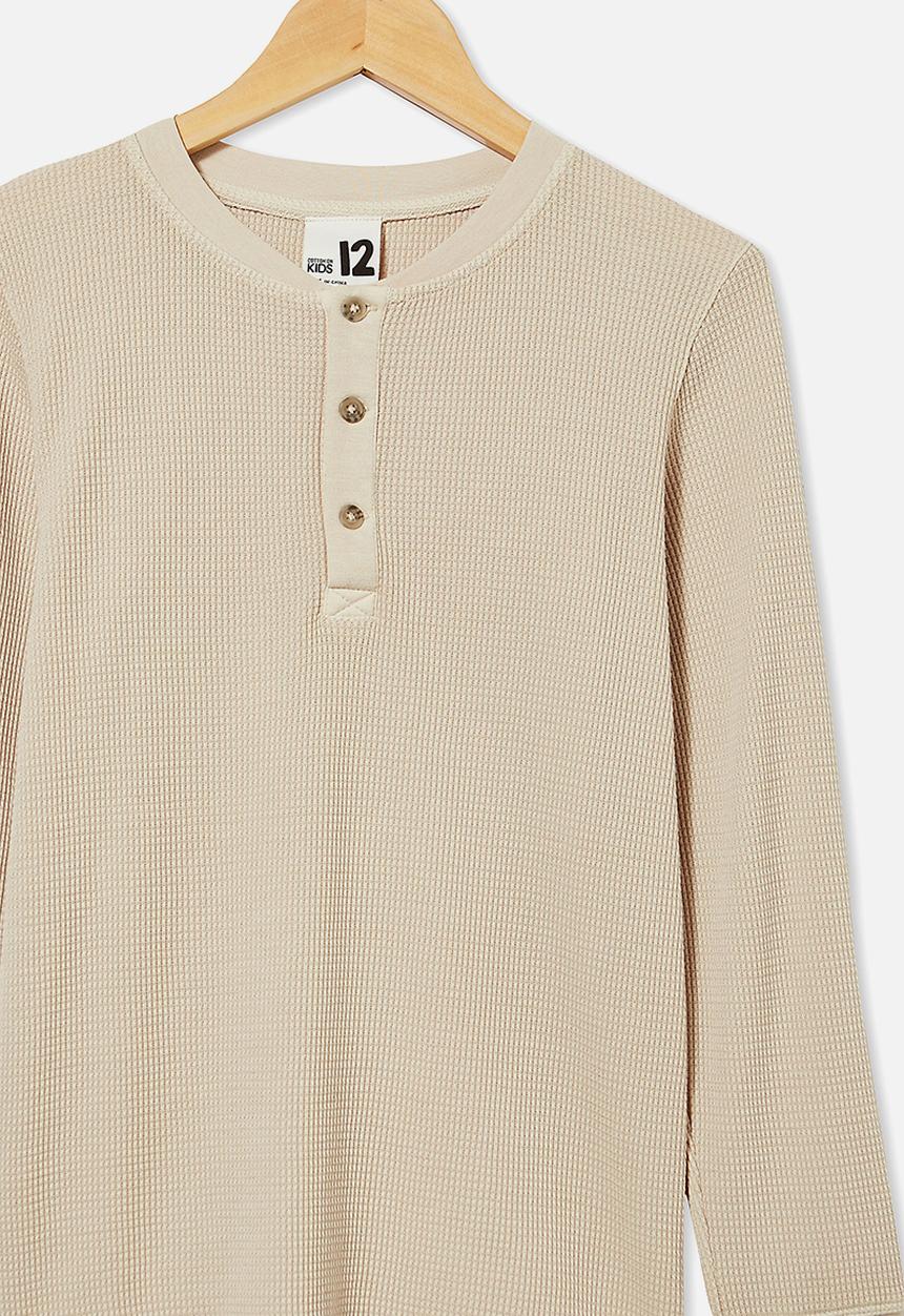 Free by Cotton On - Free long sleeve waffle tee - beige 