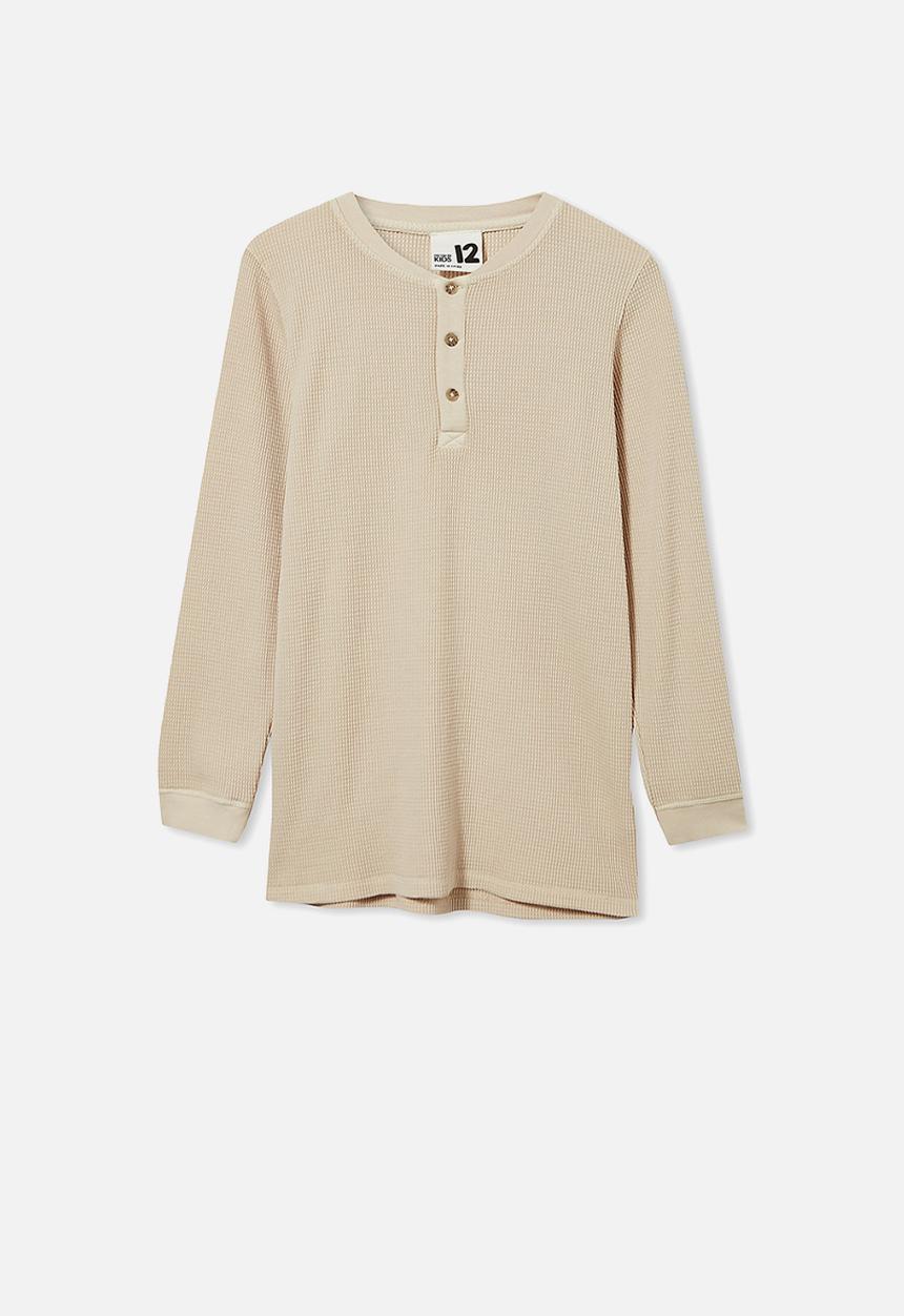 Free by Cotton On - Free long sleeve waffle tee - beige 