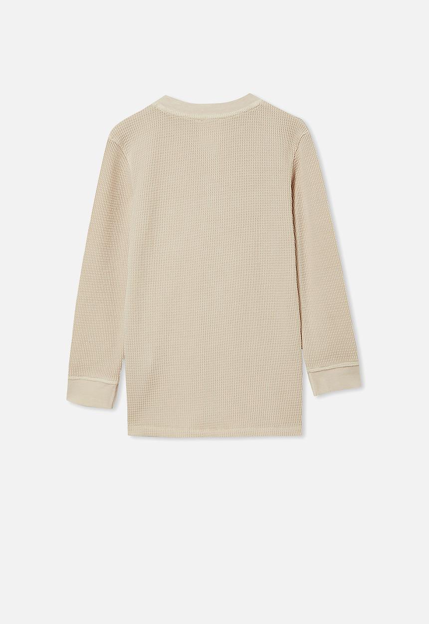 Cotton On - Owen long sleeve waffle tee - beige 