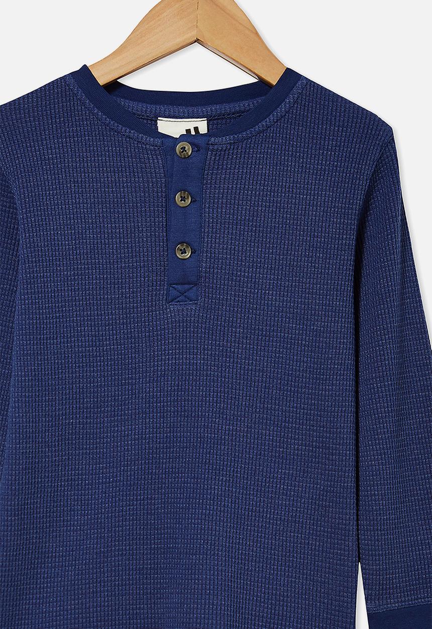 Cotton On - Owen long sleeve waffle tee - navy 