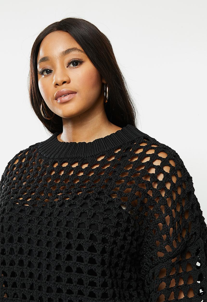 Glamorous - Plus knitted top - black