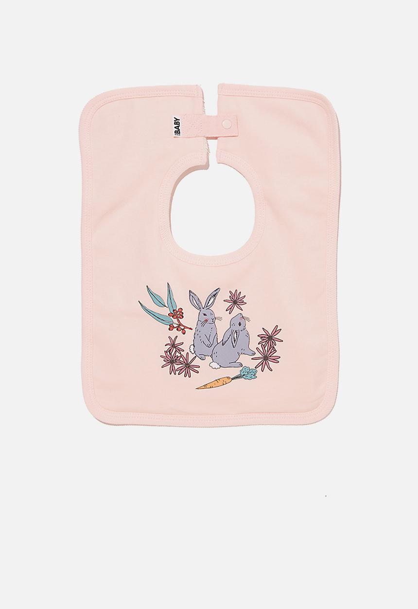 Cotton On - The square bib - crystal pink/sweet bunnies