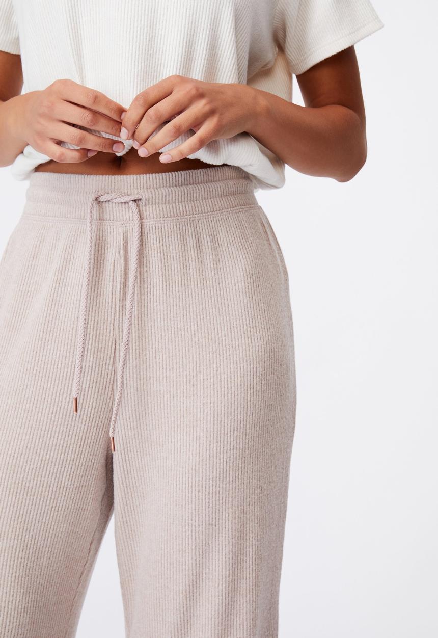 Cotton On - Super soft relaxed pant - mushroom marle rib