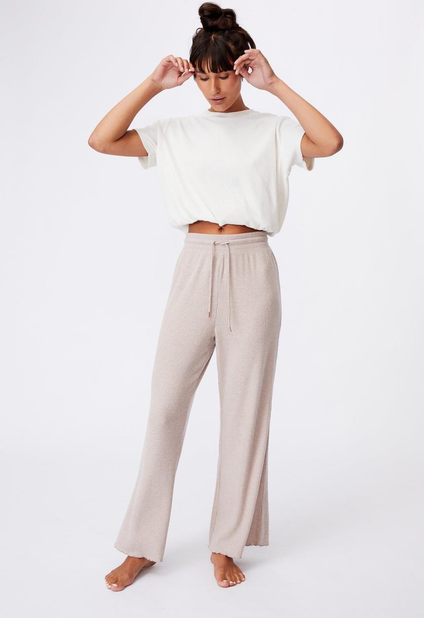 Cotton On - Super soft relaxed pant - mushroom marle rib