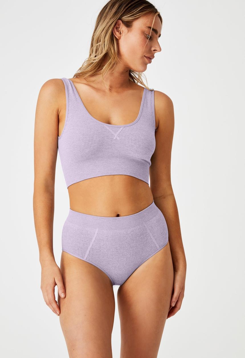 Cotton On - Seamfree reversible crop - periwinkle marle