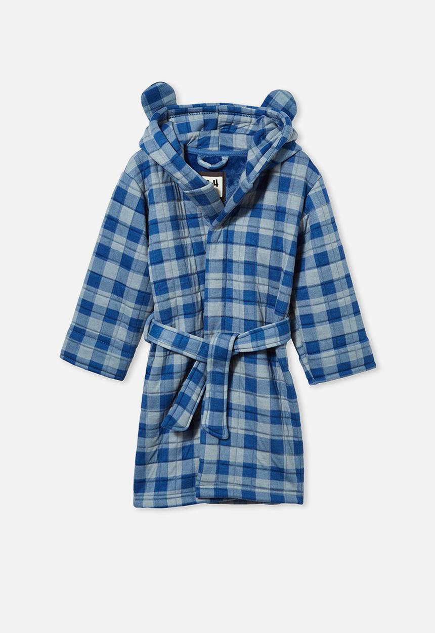 Cotton On - Boys quilted jersey long sleeve gown - blue