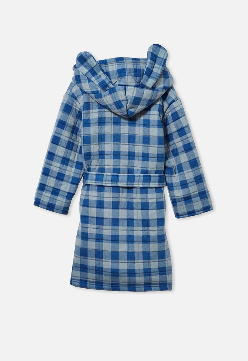 Cotton On - Boys quilted jersey long sleeve gown - blue