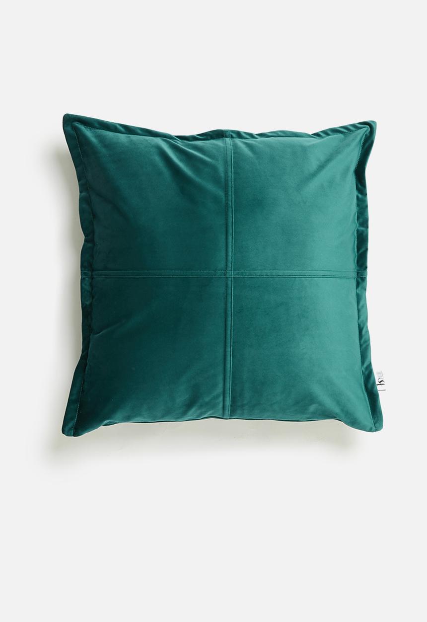 Sixth Floor - Cross velvet cushion cover  - teal green