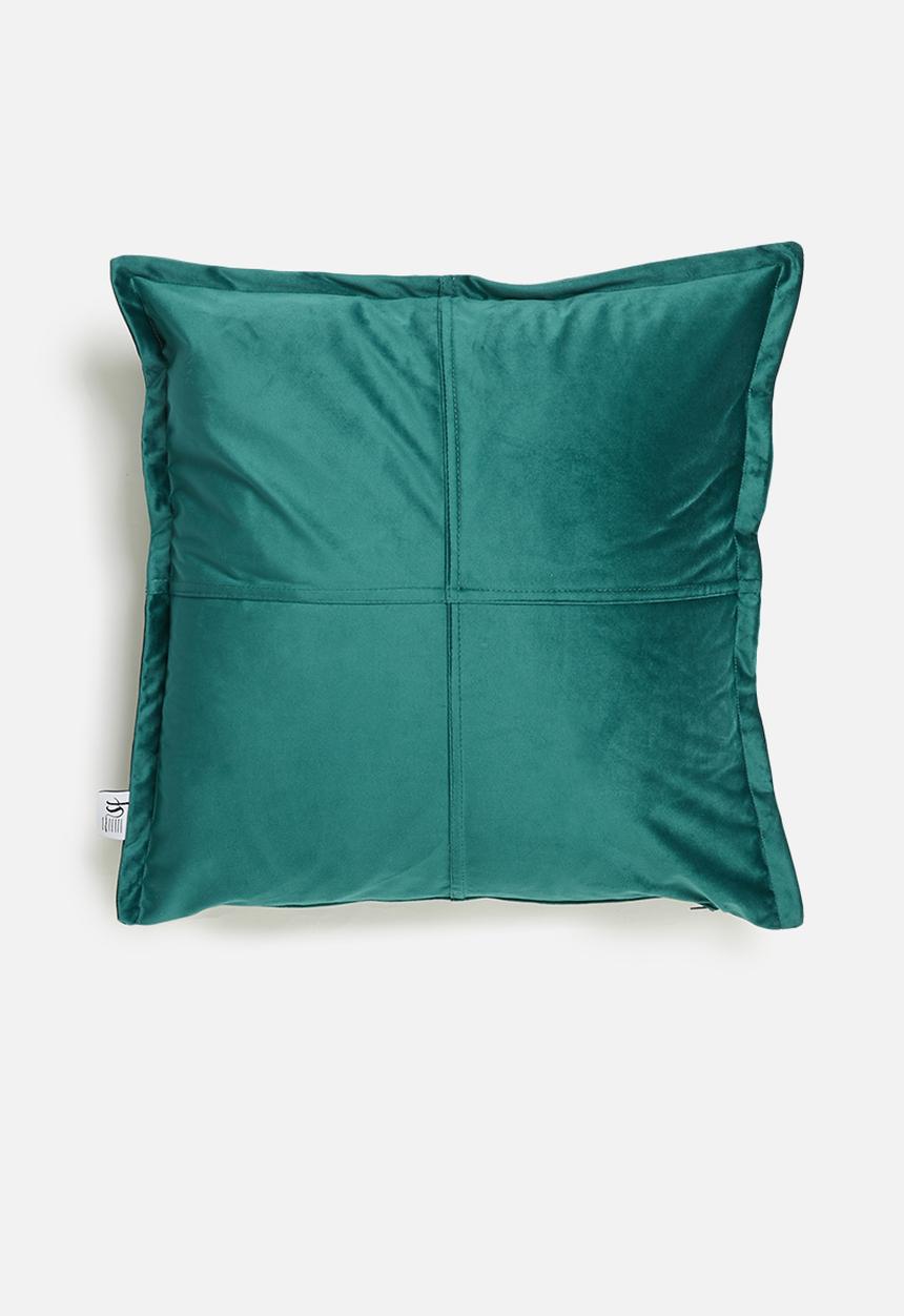 Sixth Floor - Cross velvet cushion cover  - teal green