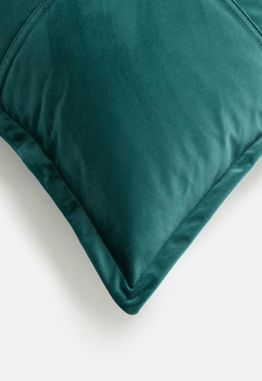 Sixth Floor - Cross velvet cushion cover  - teal green