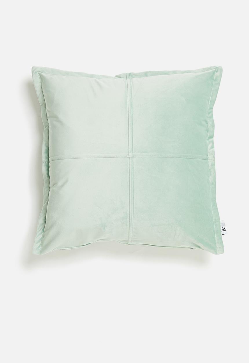 Sixth Floor - Cross velvet cushion cover  - duck egg blue