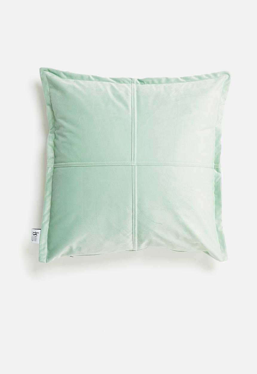 Sixth Floor - Cross velvet cushion cover  - duck egg blue