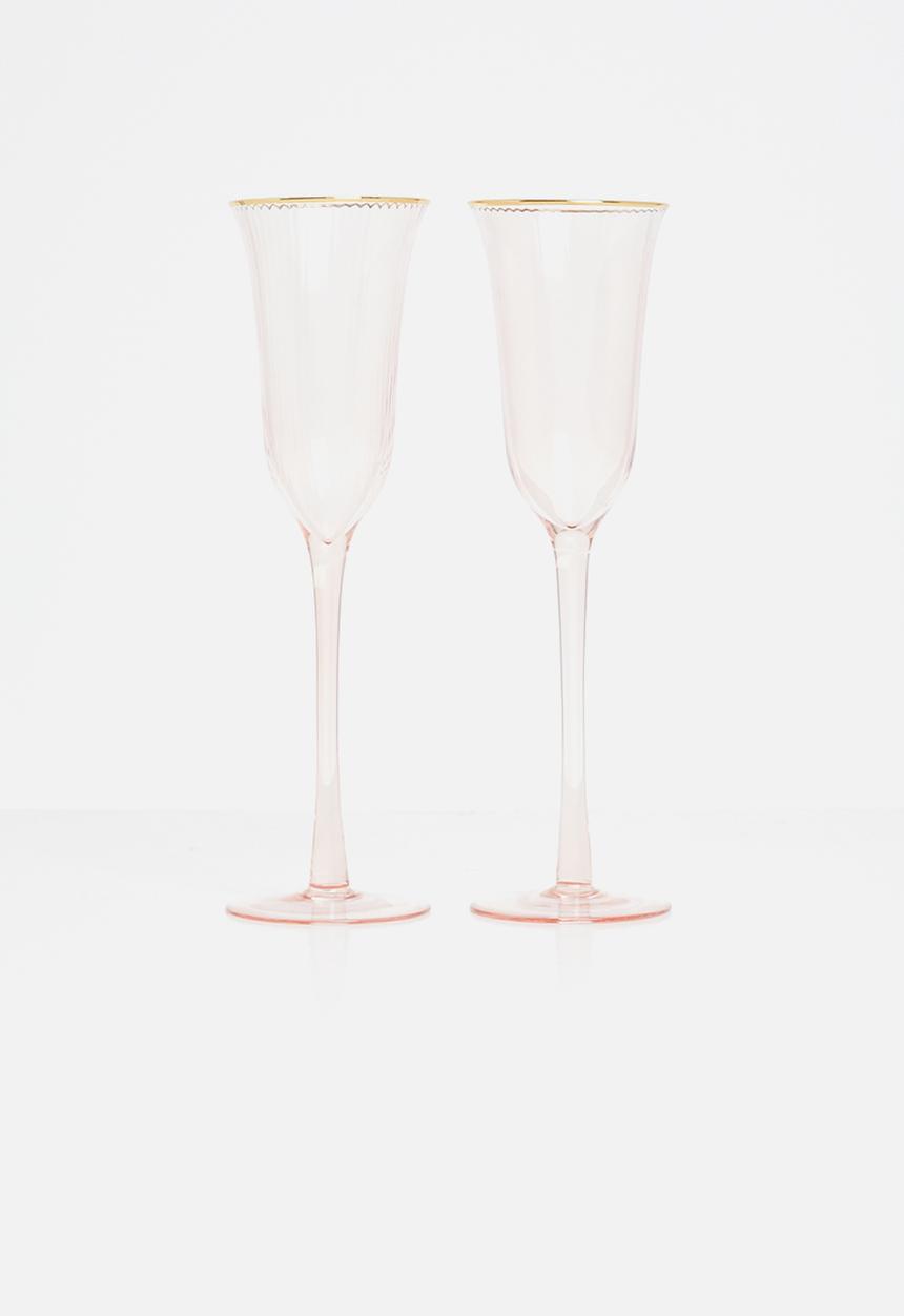 Excellent Houseware - Pinky champagne glass set of 2 - pink