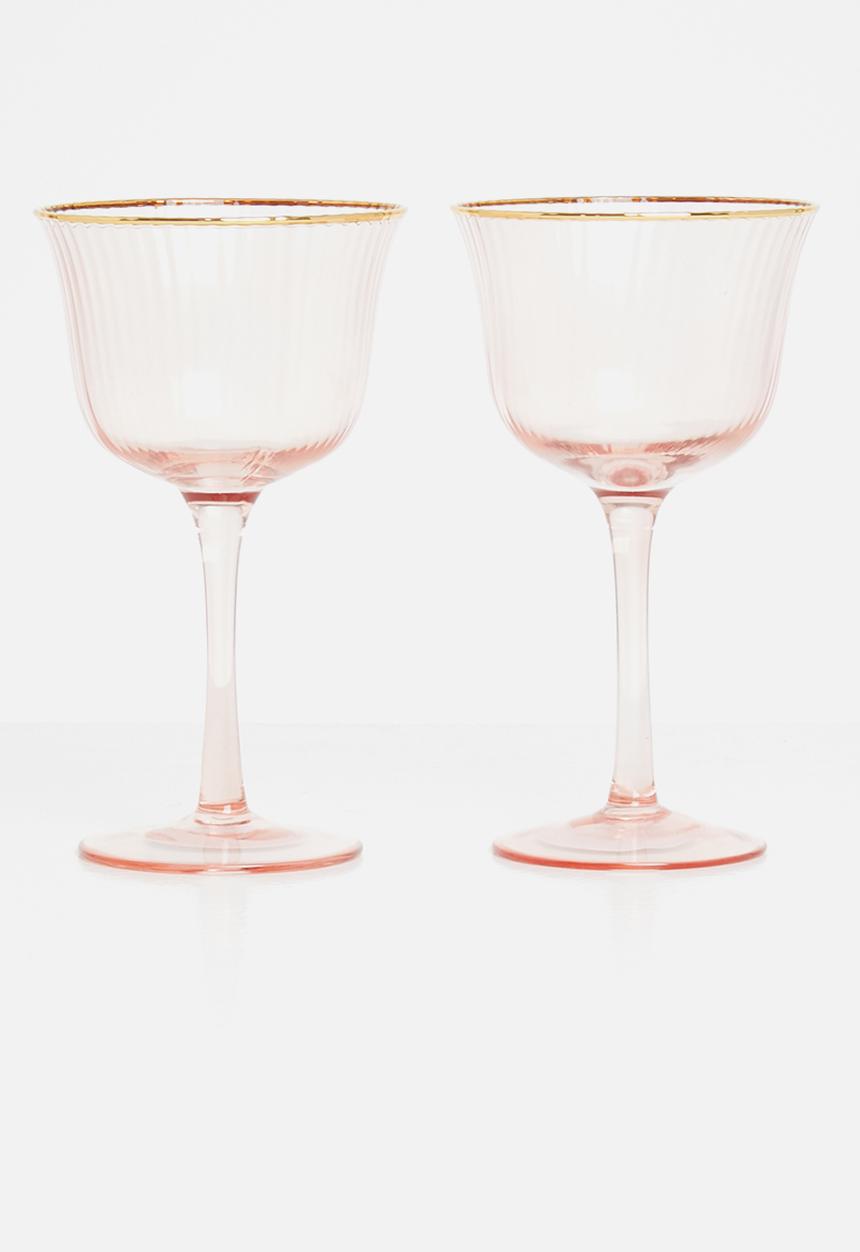 Excellent Houseware - Pinky wine glass set of 2 - pink