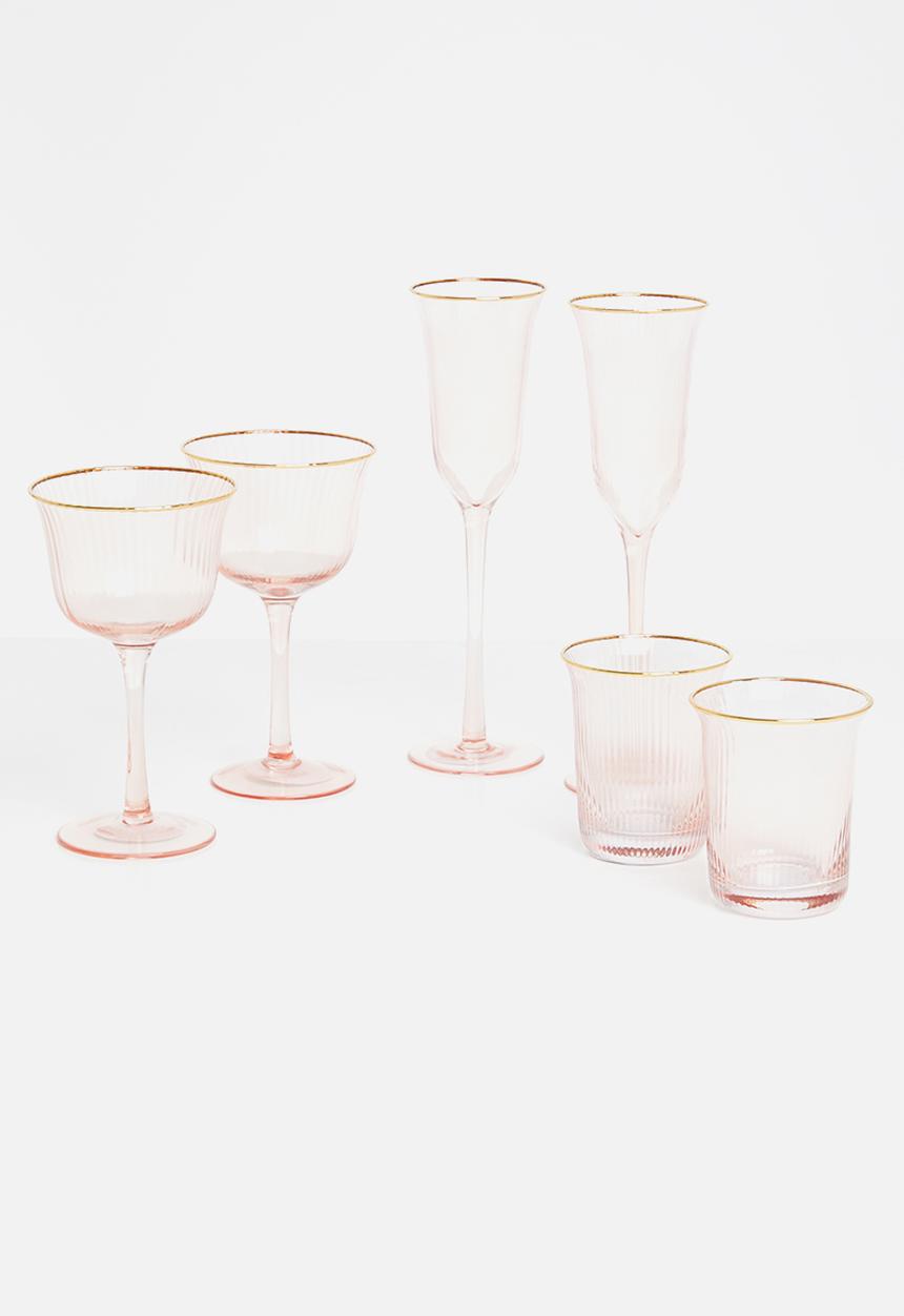 Excellent Houseware - Pinky wine glass set of 2 - pink