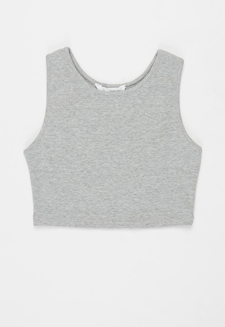 MANGO - Betty sleeveless crop top - grey