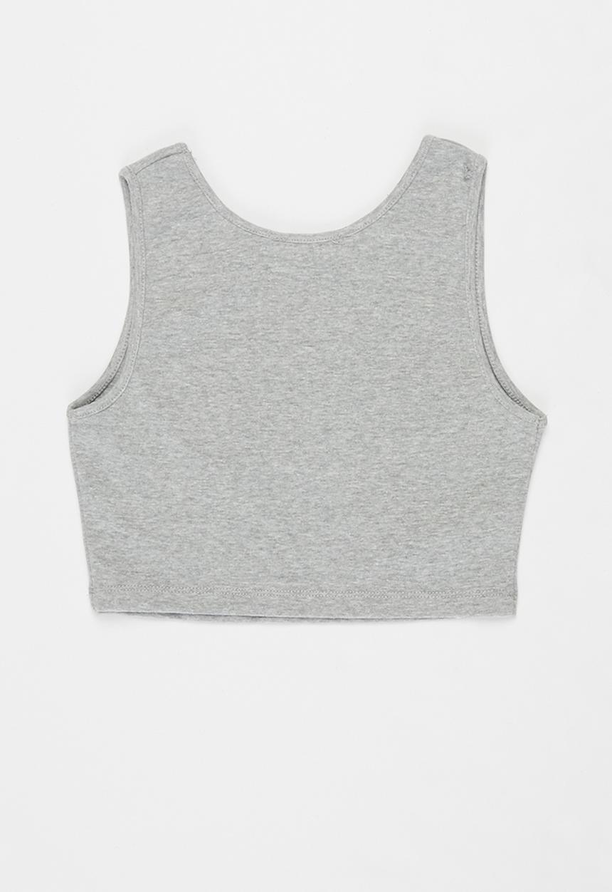 MANGO - Betty sleeveless crop top - grey