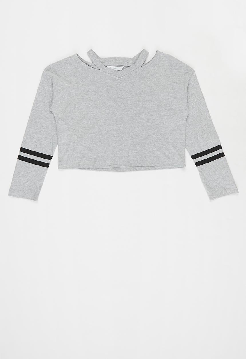 MANGO - Clap long sleeve tee - grey